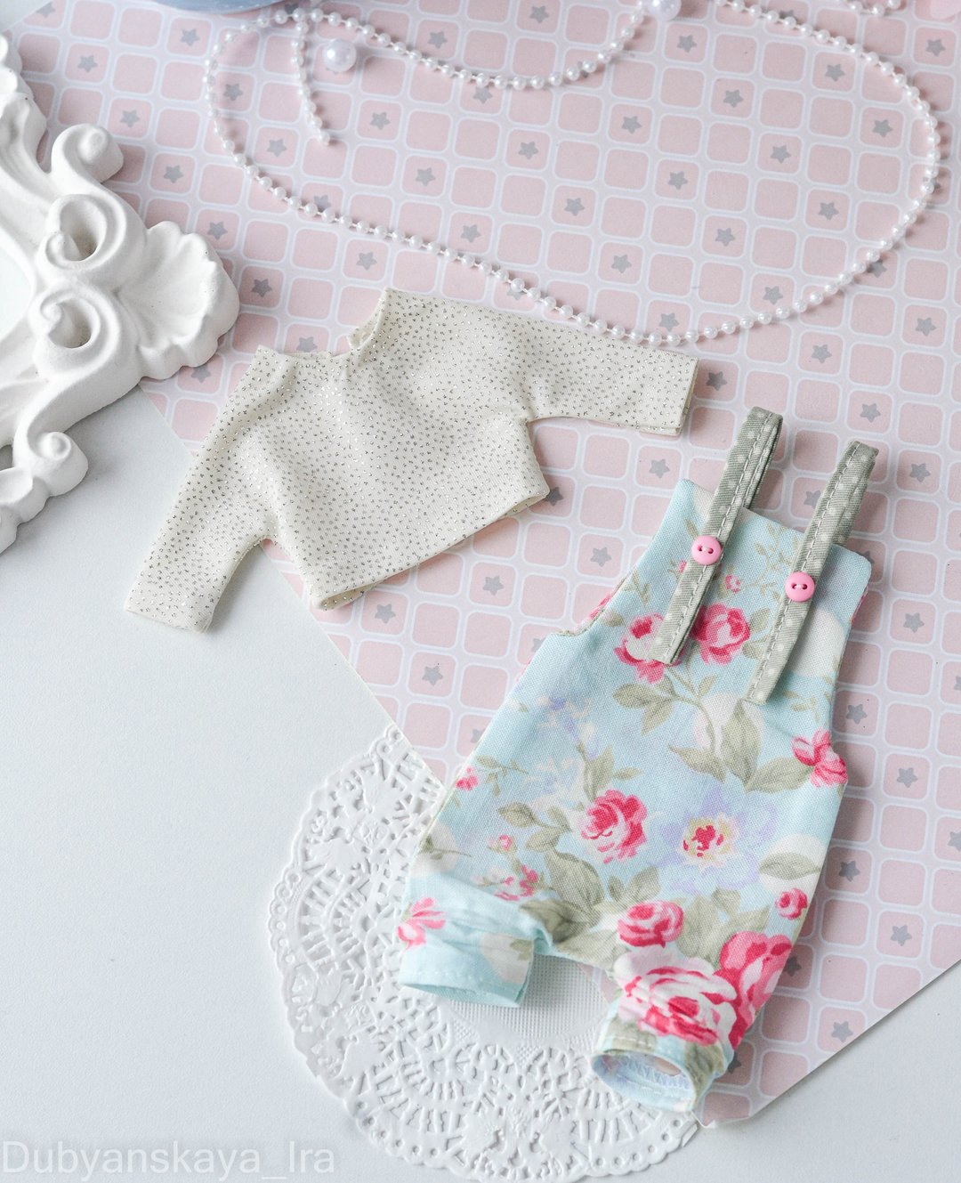 Set of clothes a shirt and a jumpsuit for a blythe doll dress dubyanskaya 娃娃 - 玩具/玩偶 - 棉 粉红色