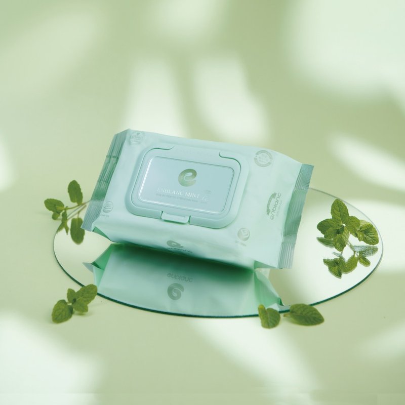 ENBLANC 轻柔薄荷有盖纯水湿纸巾72抽 - 洗手用品 - 其他人造纤维 绿色