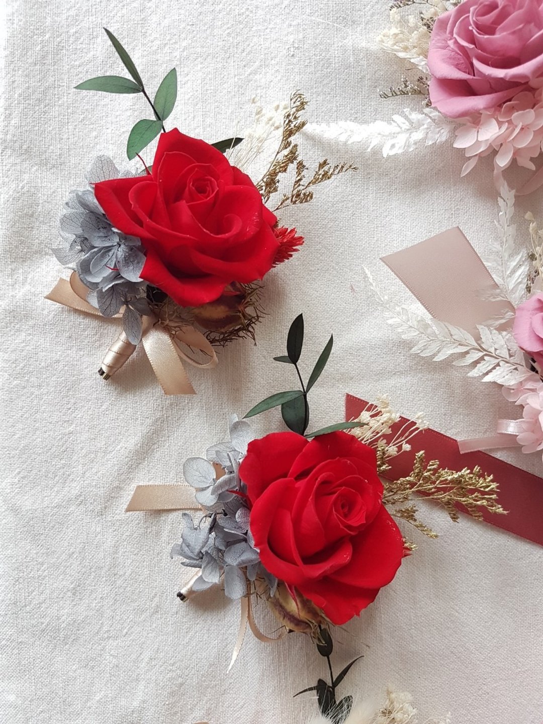 海藏设计|Elizabeth Rose尊爵红玫瑰胸花 永生胸花 - 胸花/手腕花 - 植物．花 红色