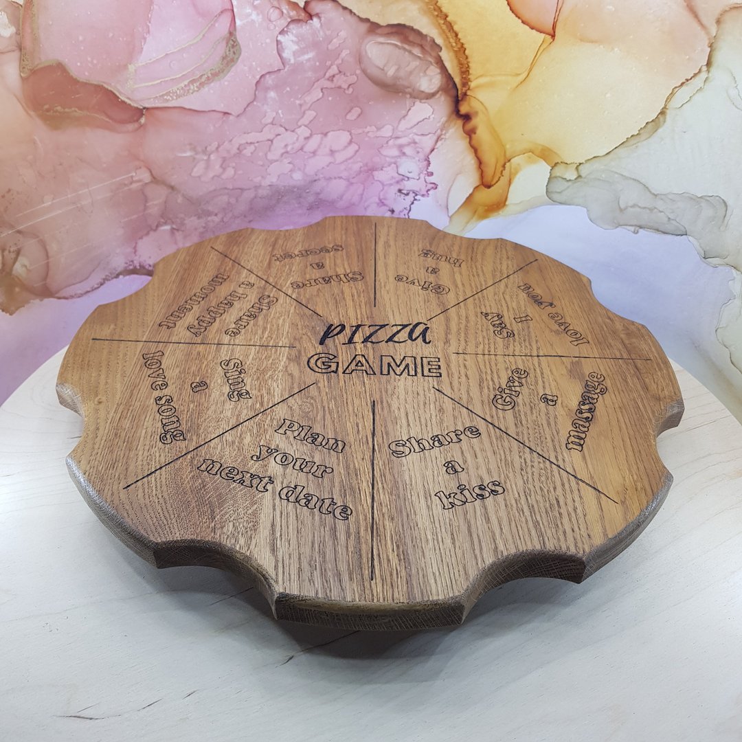 Pizza Game Rotating Serving Tray Cake Bowl Serving Snacks Sweets Food Roulette - 盘子/餐盘/盘架 - 木头 