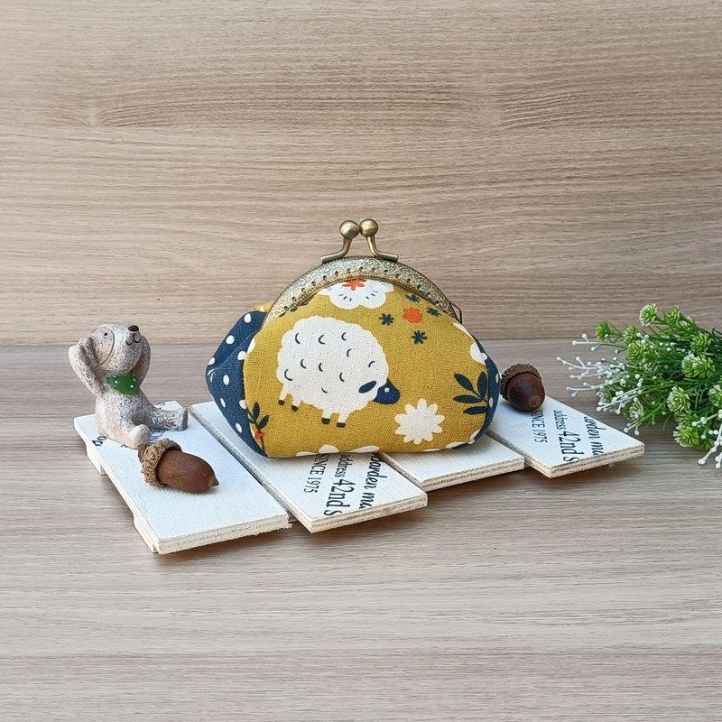 【QQ口金包】小山羊 - 零钱包 - 棉．麻 黄色