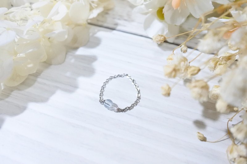 【微小系列6】天然石链戒 - 戒指 - 其他金属 蓝色