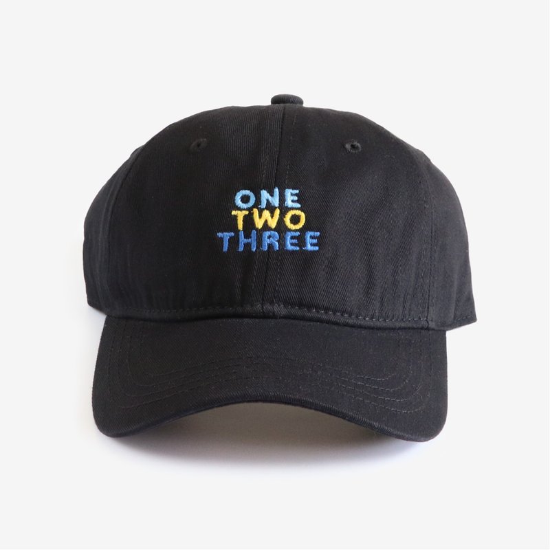 一二三棒球帽 - 帽子 - 棉．麻 黑色