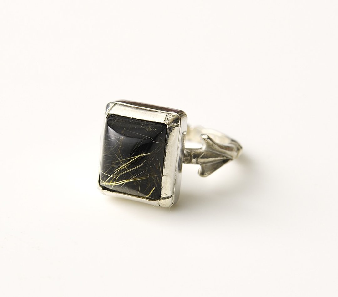 CR103 (Black Onyx x Rutile Quartz) - 戒指 - 其他金属 黑色