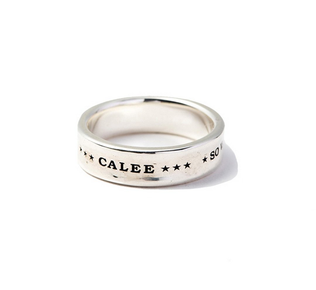 Calee Round Plane Silver Ring 品牌标语简约纯银戒指 - 戒指 - 其他材质 多色
