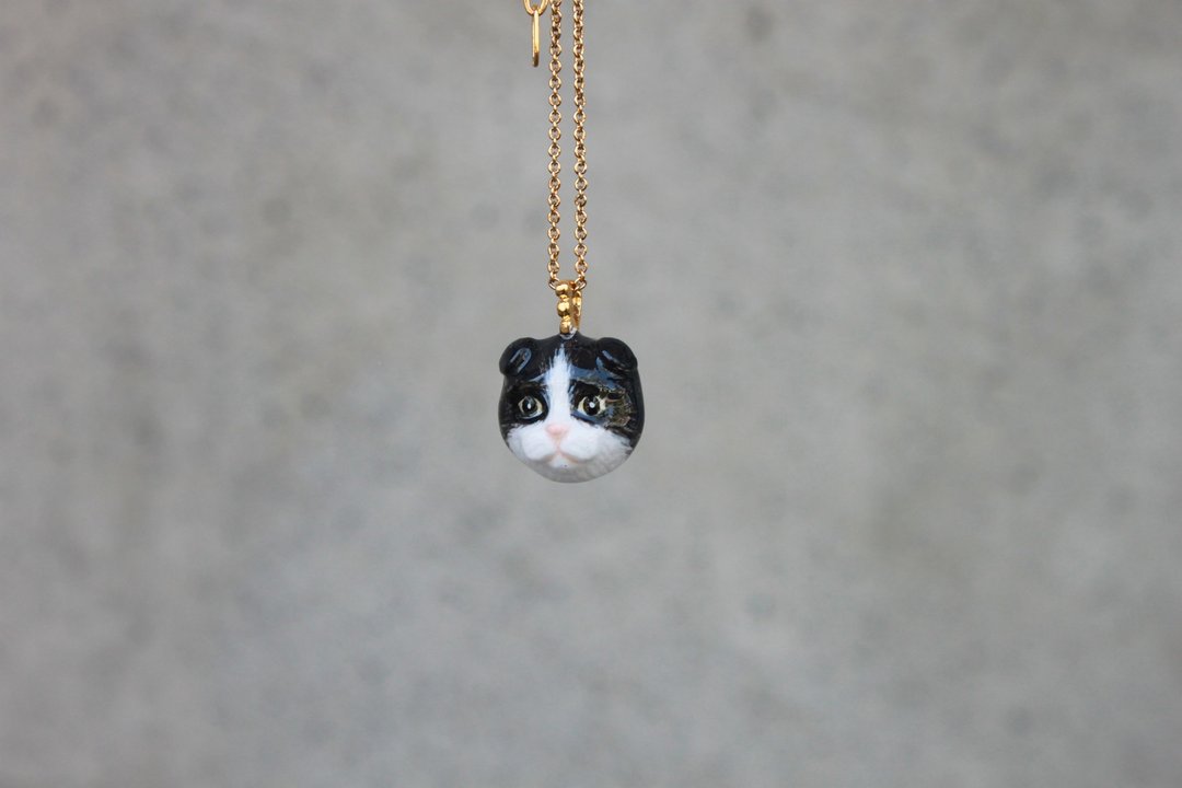 折耳猫手工珐琅项链~Ragdoll Cat Necklace - 长链 - 铜/黄铜 