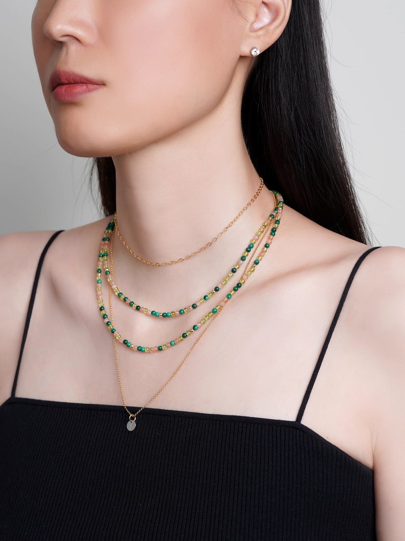 特调绿野 VISHI原创极细孔雀石迷你串珠项链叠戴小米珠女chocker - 项链 - 玻璃 多色