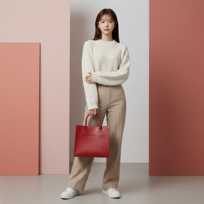 WARALEE's DAY | 托特包 - 小叶子 (Apple Red) - 手提包/手提袋 - 人造皮革 红色