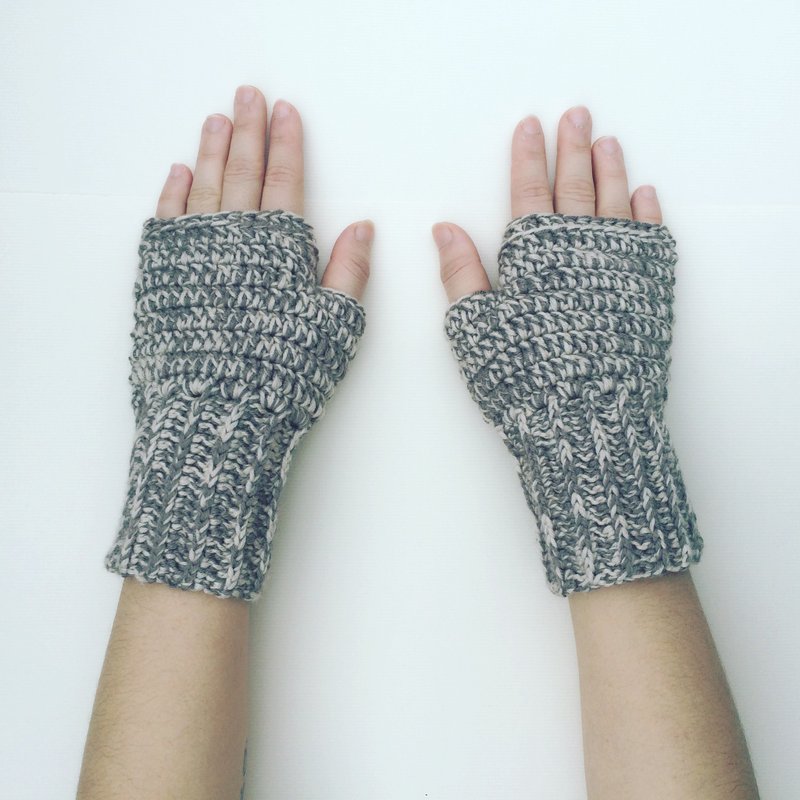 订制品-双色暖手纯美丽诺羊毛手织-露指手套 (女) - 手套 - 其他材质 