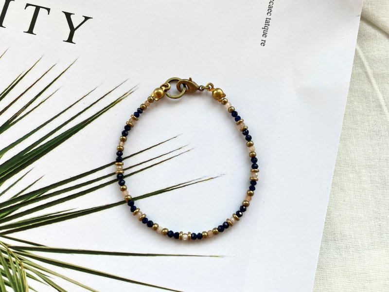 黄铜手链 | 极细手链 | 蓝砂石 | 太阳石 - 手链/手环 - 铜/黄铜 