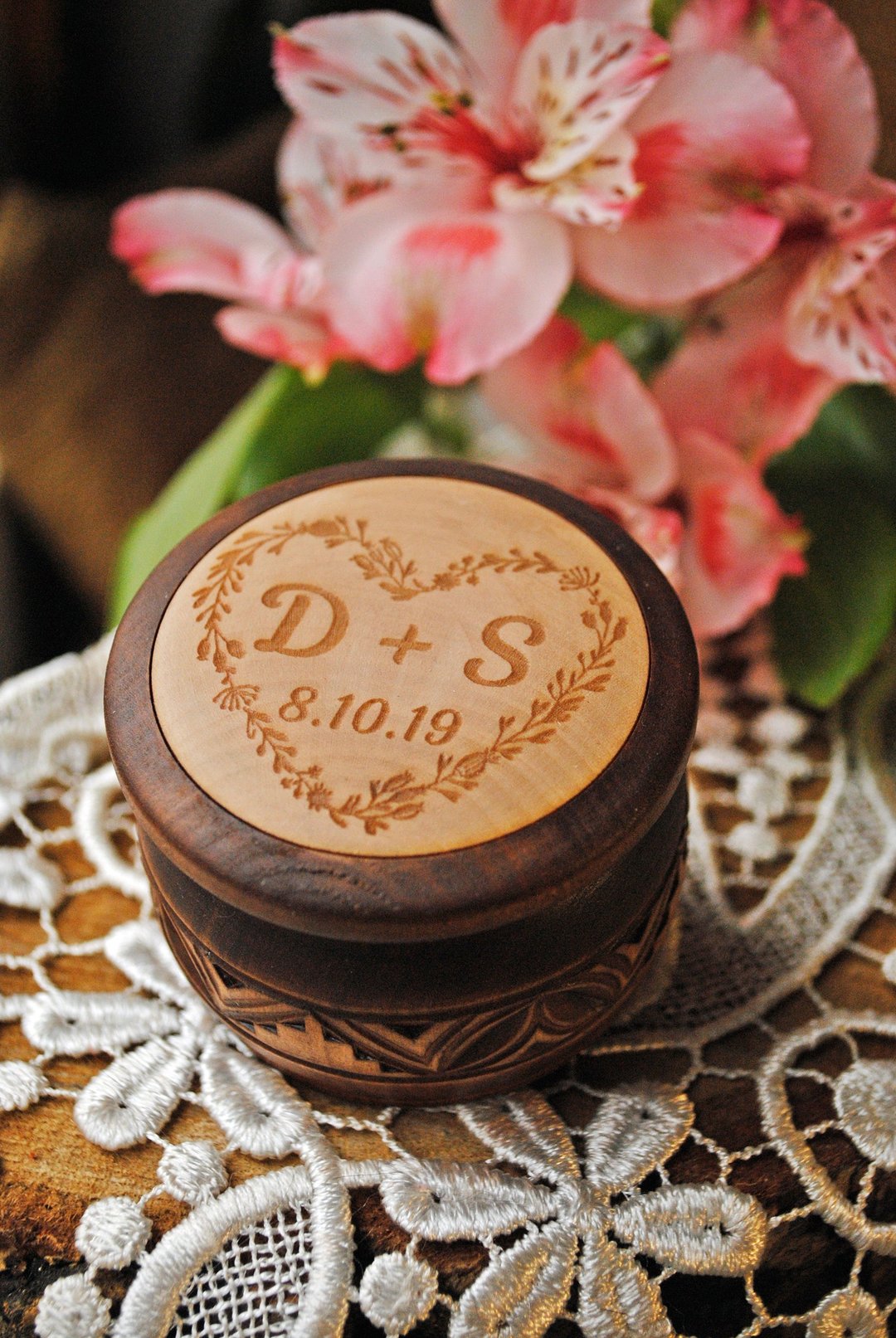 Personalized wedding ring box,Engagement ring holder,Storage ring box,women gift - 收纳用品 - 木头 