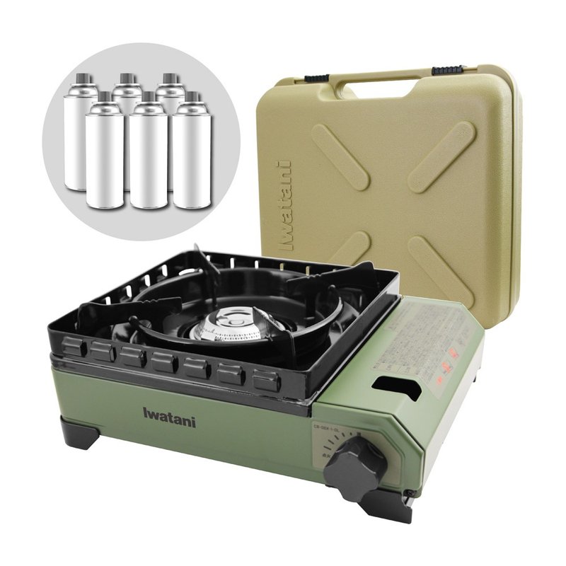 【Iwatani岩谷】究极绿武士磁式瓦斯炉3.3kW-附收纳盒&瓦斯罐6入 - 露营用品 - 其他材质 绿色