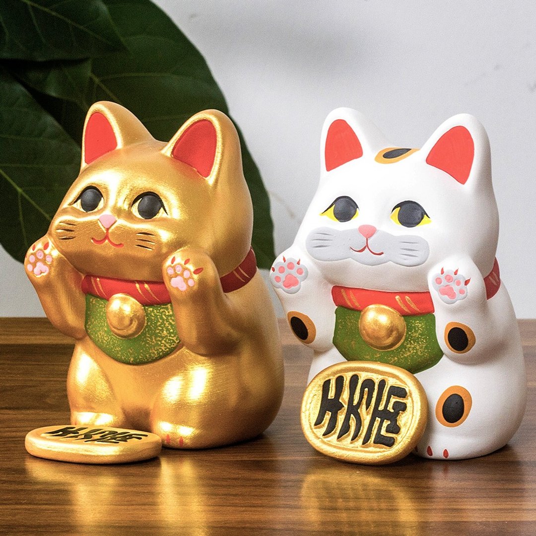 日本京都龙虎作千万两吸窗卖萌招财猫  居家室内桌面摆件开业送礼 - 摆饰 - 陶 