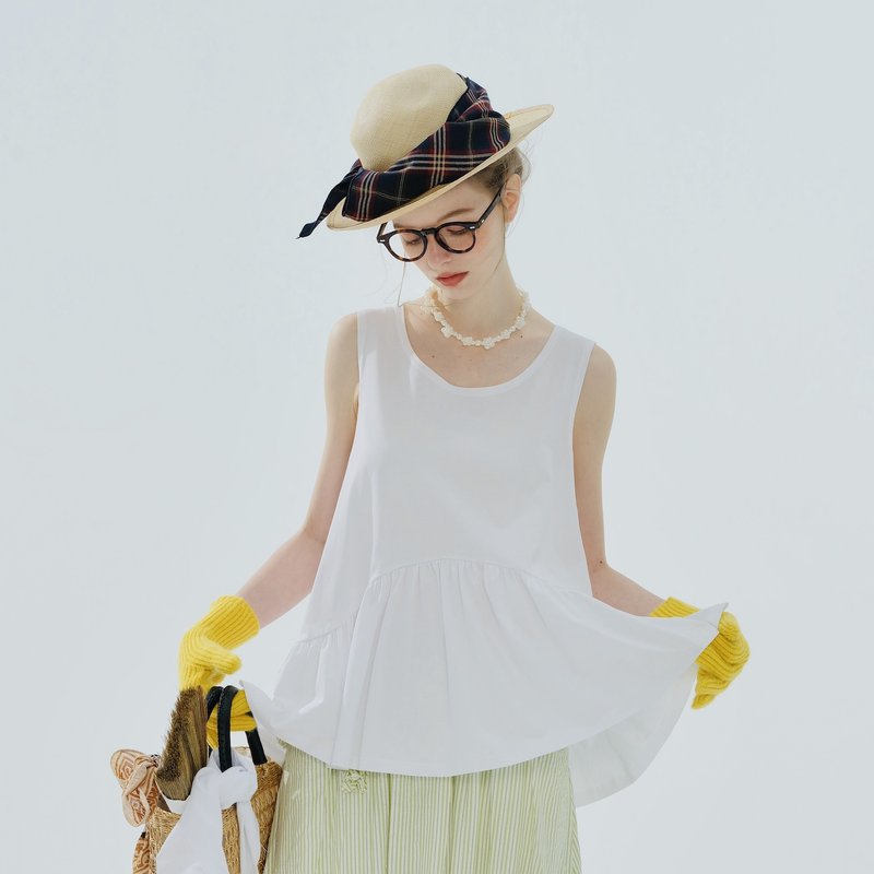 韩式气质白色背心 / 无袖 上衣 - 女装背心 - 其他材质 白色
