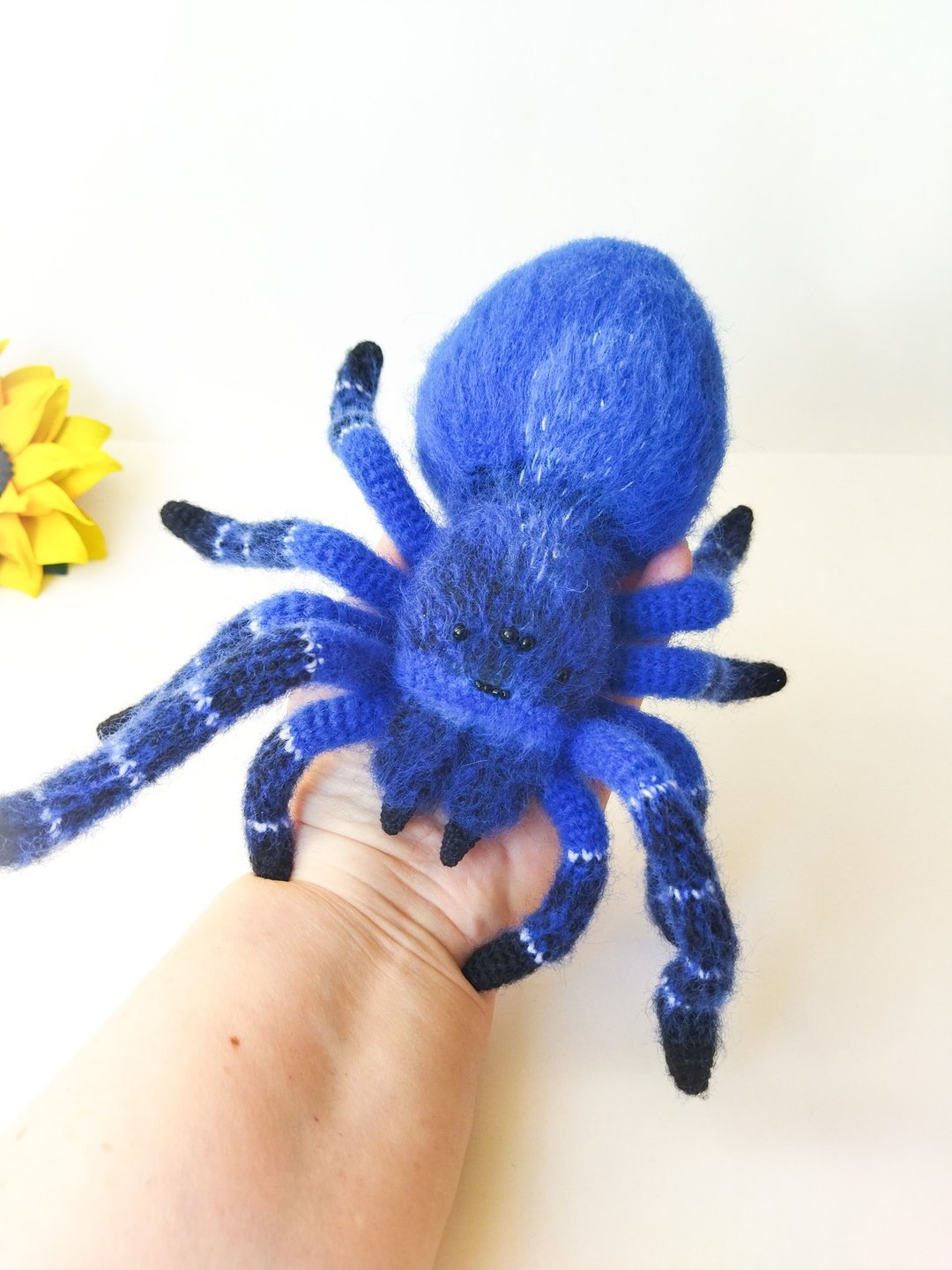 鸟吃狼蛛黑色蓝色玩具钩编amigurumi。 真正大小的蜘蛛玩具 - 玩偶/公仔 - 其他材质 蓝色
