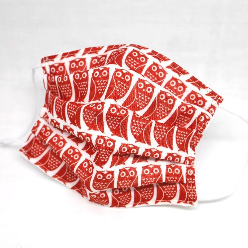 Japanese Handmade gauze mask / owl - 口罩 - 棉．麻 红色