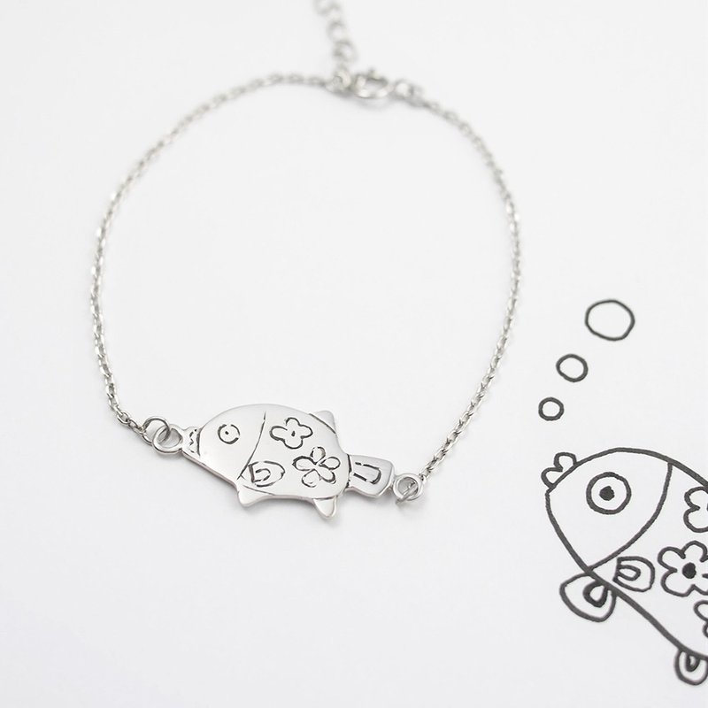 上传您小宝贝儿童画 订制独一无二的首饰 / 925纯银手链(一体式) - 手链/手环 - 纯银 银色