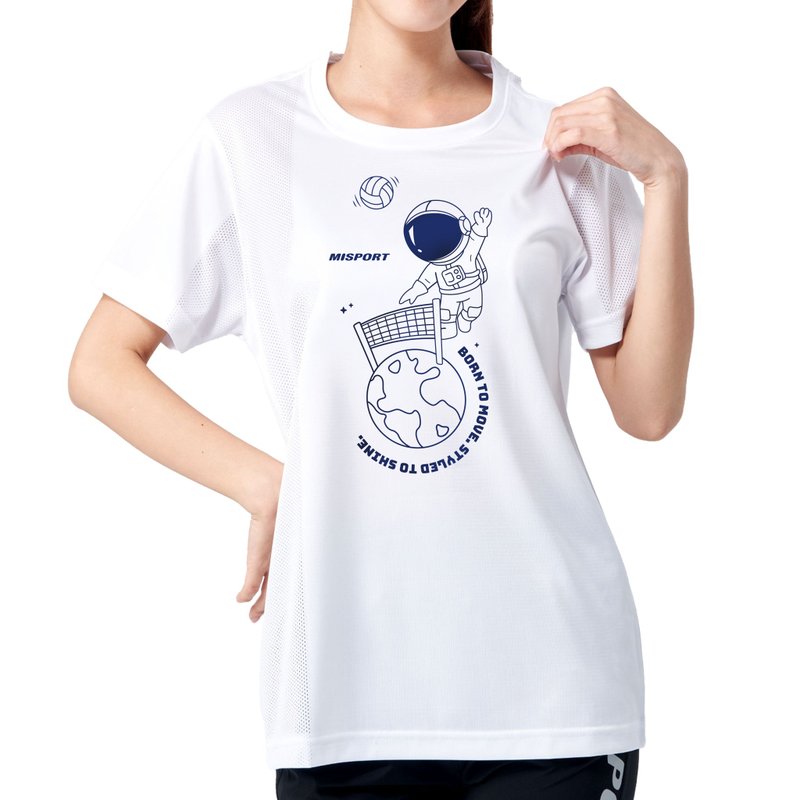 MIT专利呼吸衣-排球太空人(线条款) - 男装运动衣 - 聚酯纤维 白色