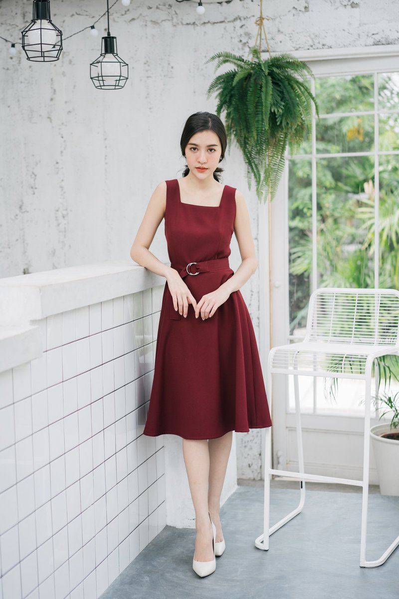 Red Wedding Dress Party Dress Red Dress Vintage Dress Summer Formal Casual - 洋装/连衣裙 - 聚酯纤维 红色