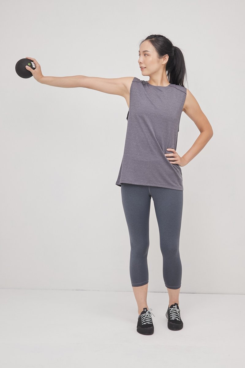 【planedo】池有无袖挖背上衣-银灰麻花_瑜珈_健行-登山 - 女装瑜珈服 - 聚酯纤维 灰色