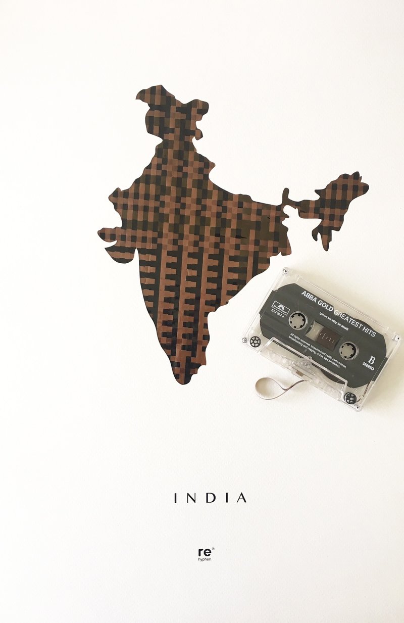 印度地图海报 |卡带手工编织 | 外國人禮物 | 辦公擺飾同事生日 - 海报/装饰画/版画 - 其他材质 咖啡色