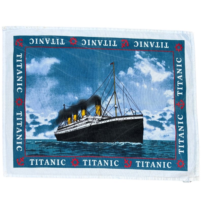 复古铁达尼号 RMS Titanic 茶巾 纪念巨轮船收藏纯棉 - 其他 - 玻璃 白色