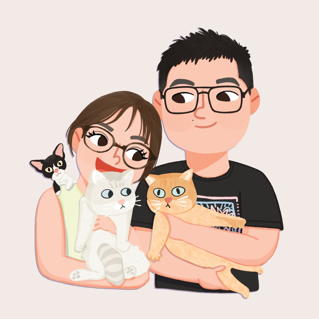 可爱卡通Q版全家福|人物形象定制|宠物头像|职业插画头像|似颜绘 - 电子手绘真人画像/绘画/插画 - 其他材质 