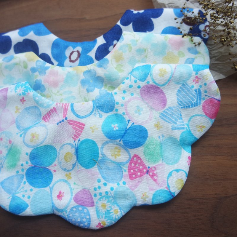 六重纱围兜组 / 弥月礼物 / 活力湛蓝色 (三入组) - 围嘴/口水巾 - 棉．麻 黑色