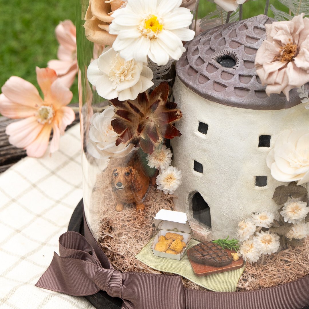 【定制宠物骨灰花盅】森林小岛 - 暖杏粉嫩花园小屋 - 订制抱枕/饰品 - 植物．花 橘色