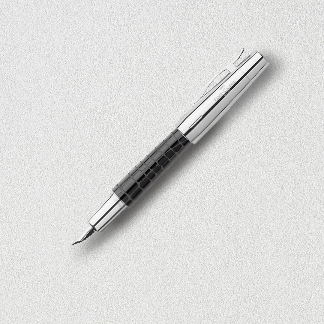 【Faber-Castell】E-MOTION 鳄鱼纹钢笔-EF尖 黑色 免费刻字 - 钢笔 - 树脂 黑色