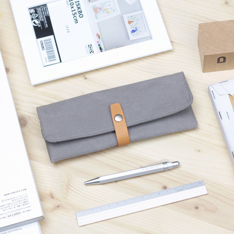 风格笔袋 / 眼镜盒 / 日本制帆布 -- 大象灰 - 铅笔盒/笔袋 - 棉．麻 灰色