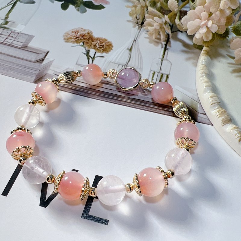 薰衣草紫晶 | 粉水晶 | 糖果玛瑙 - 手链/手环 - 水晶 