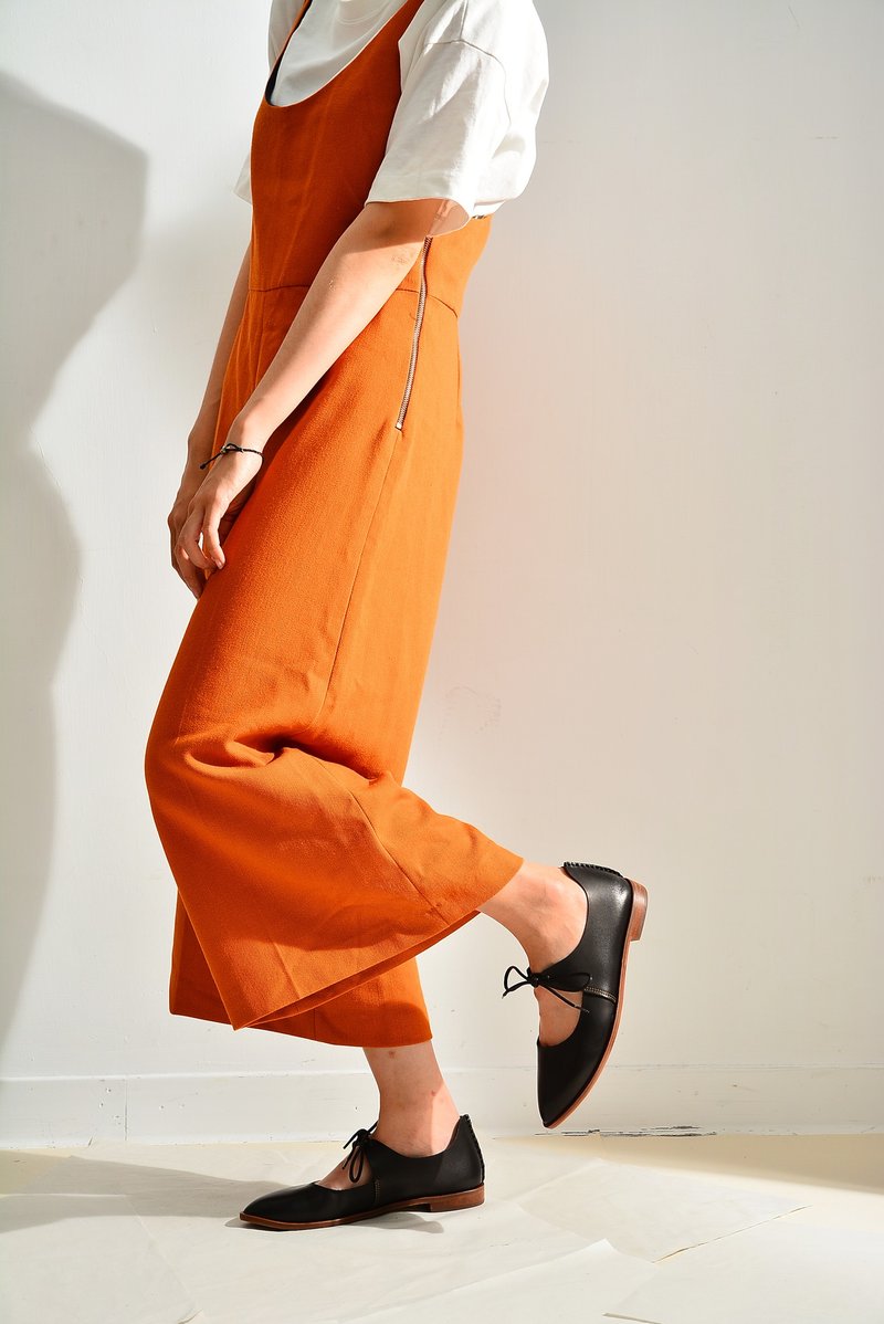 【限时预购】尖头绑带平底鞋 BN01黑 - 其他女款皮鞋 - 真皮 黑色