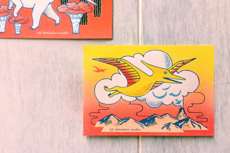 翼龙明信片 - 卡片/明信片 - 纸 黄色