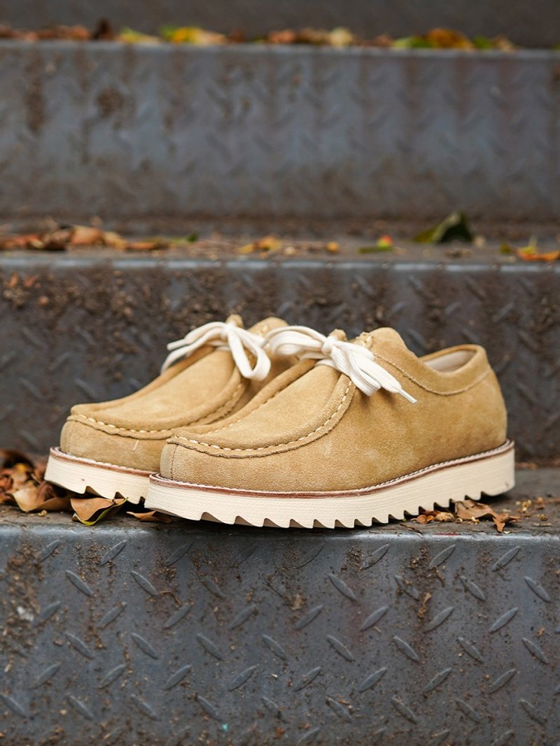 WALLABEE 夏季复古风低帮真皮袋鼠鞋 厚底休闲工装鞋 - 男款休闲鞋 - 其他材质 卡其色