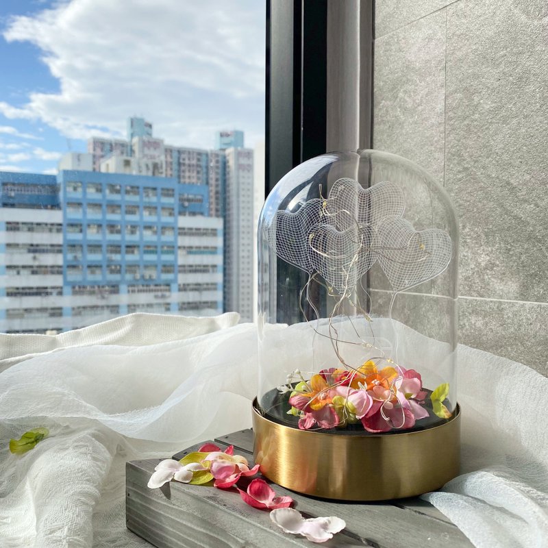 【母亲节献礼】LOVE 丝花玻璃罩枱灯 可客制 - 灯具/灯饰 - 玻璃 多色