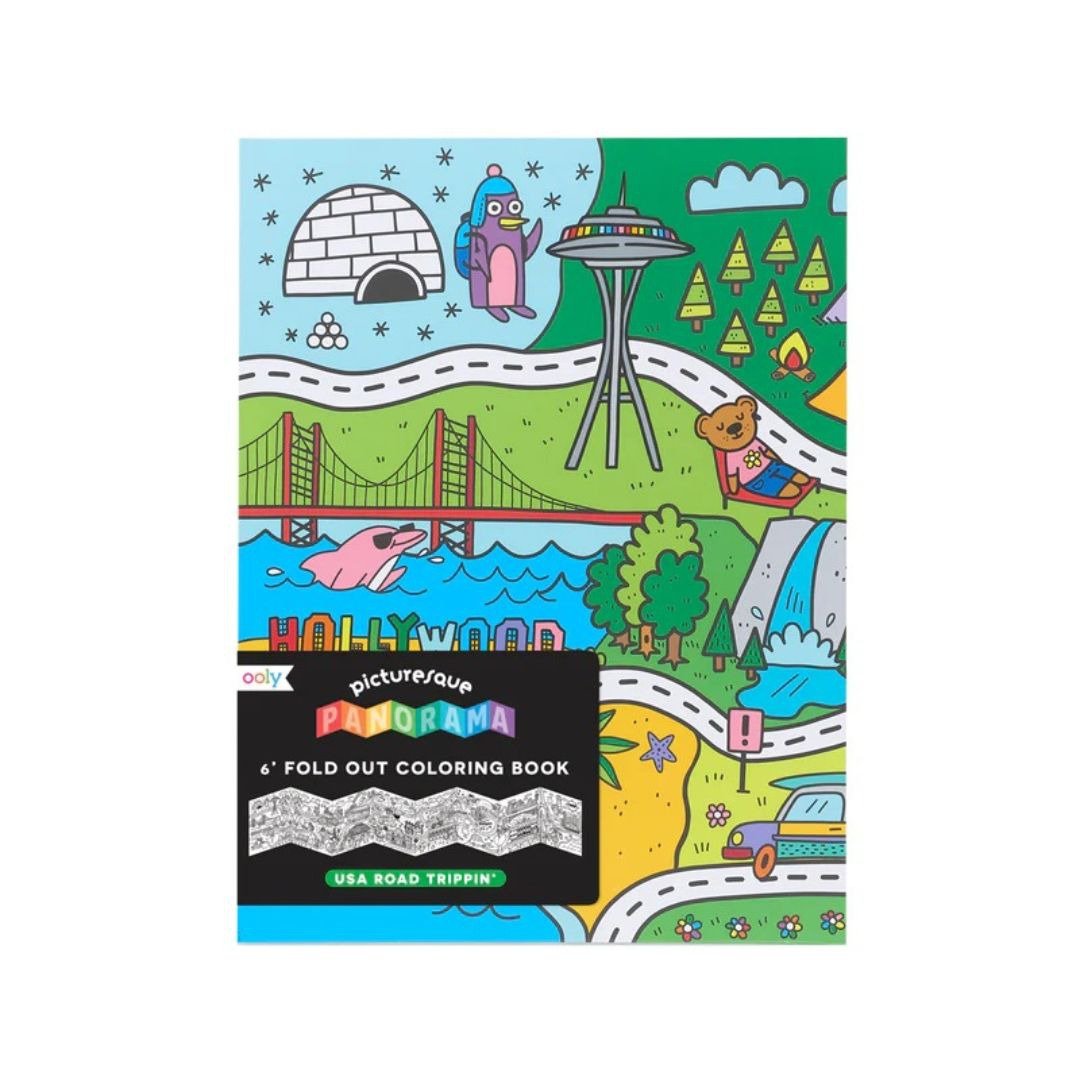 【美国OOLY】主题全景着色画本 - 美国公路旅行 | 精装全幅画纸 - 儿童绘本/图书 - 纸 多色