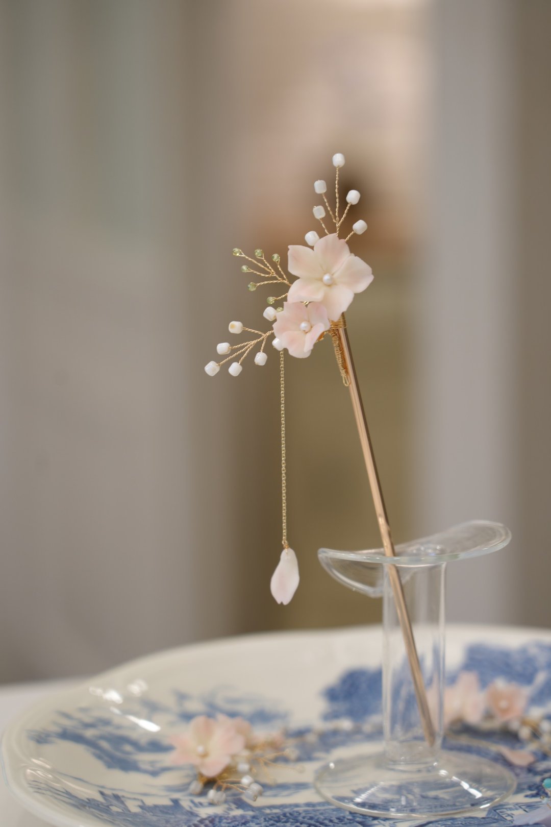 携花而游 樱花饰品 可改樱花耳环\耳夹|发簪 手捏黏土樱花 - 发饰 - 树脂 白色