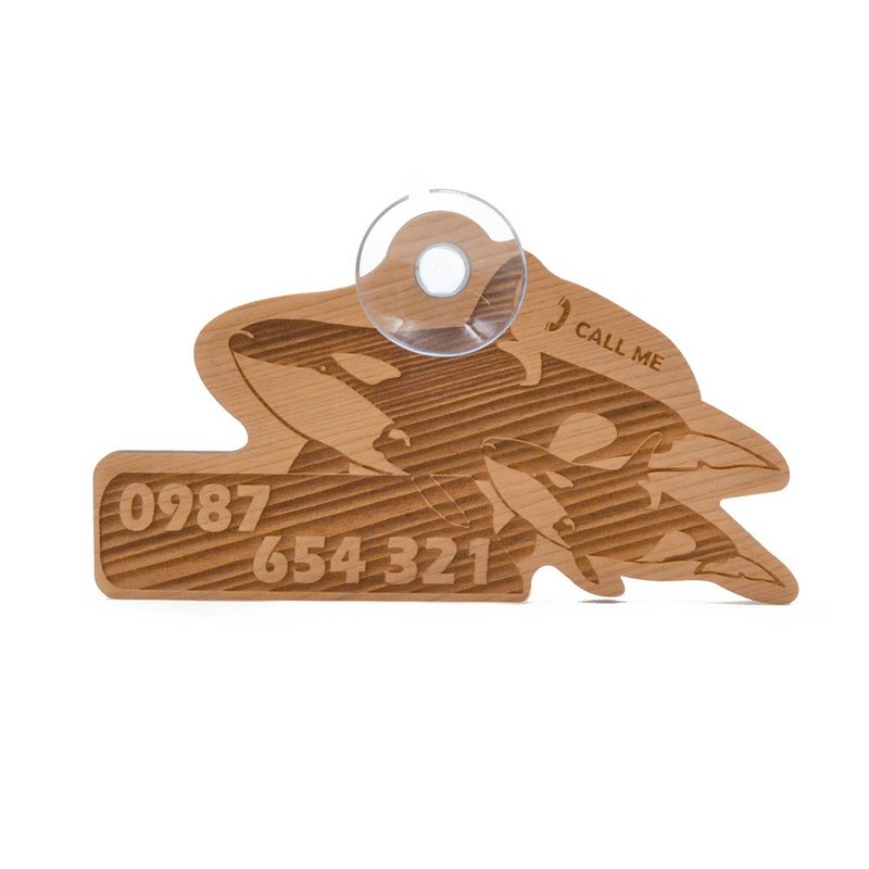 台湾桧木临停车牌-虎鲸|暂停一下 停车牌 定制刻字 停车号码牌 - 其他 - 木头 金色