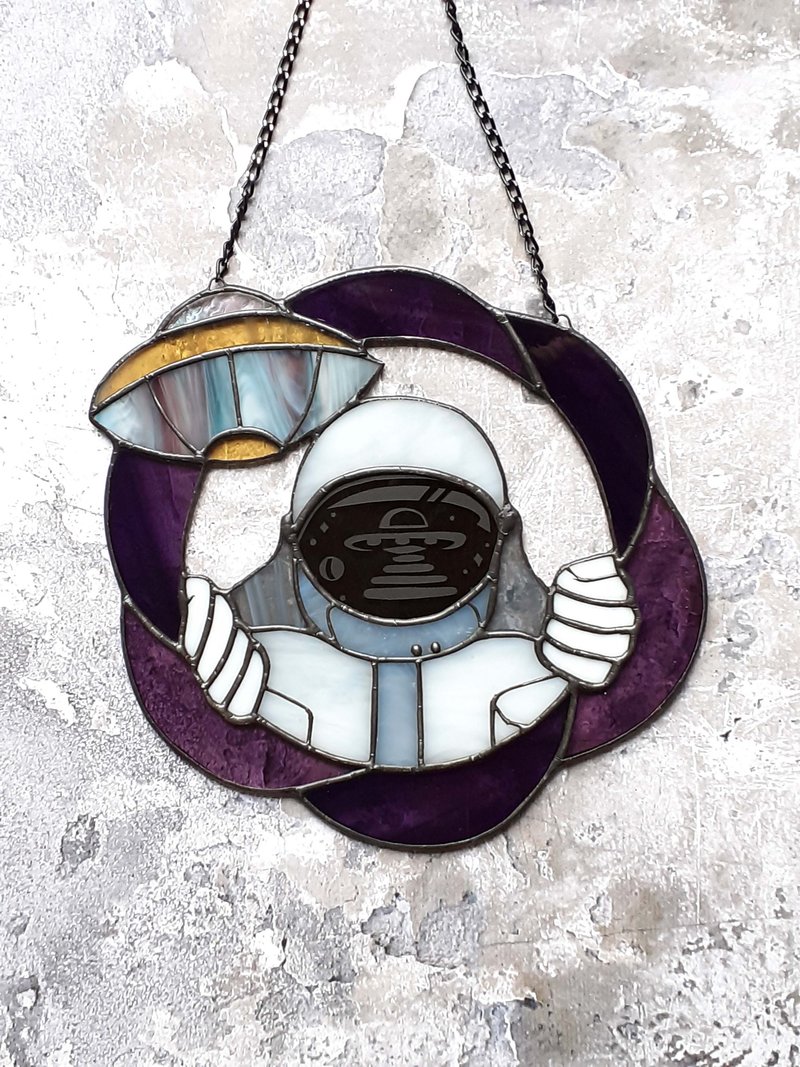 彩色玻璃黑洞宇航员捕梦网不明飞行物太空装饰太阳捕手 - 墙贴/壁贴 - 玻璃 多色