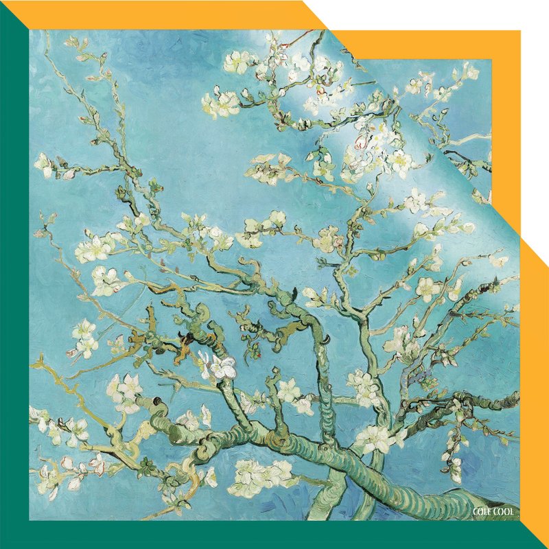 【母亲节礼物】梵高Cherry Blossom真丝围巾颈巾髪带丝巾 - 丝巾 - 丝．绢 多色