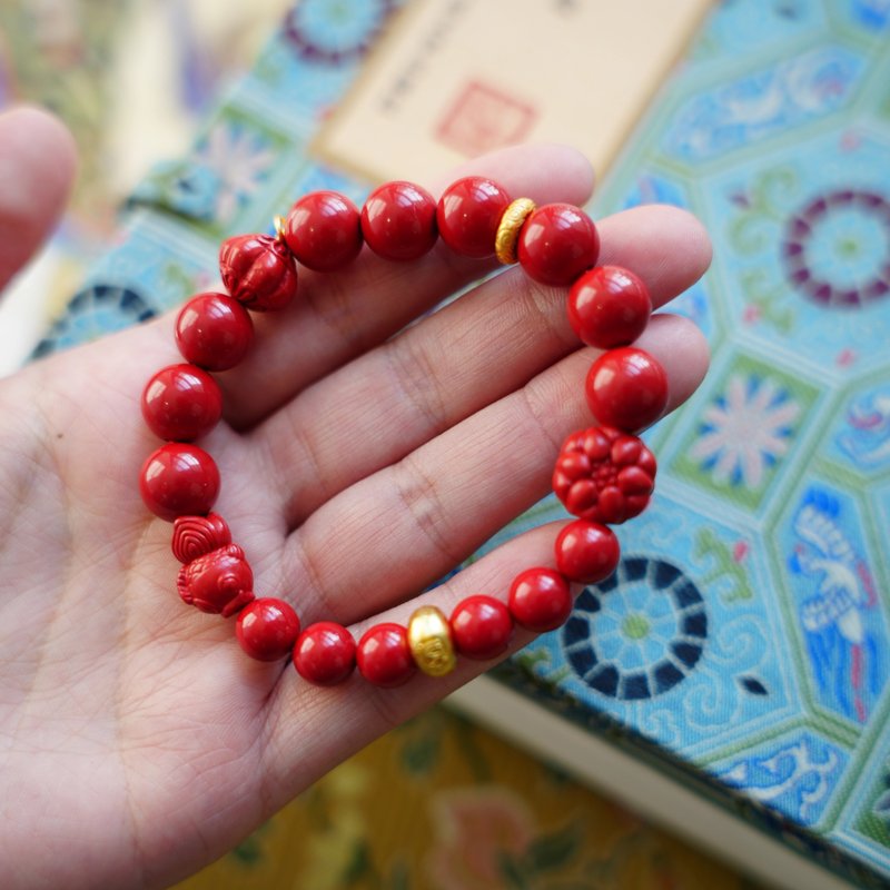 朱砂十八籽手串 手工设计制作手饰 素心甄选手作礼品 - 手链/手环 - 其他材质 红色