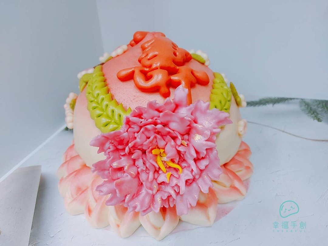 6寸牡丹 花开富贵子母寿桃 中式蛋糕馒头庆生蛋糕 祝寿供佛 - 蛋糕/甜点 - 新鲜食材 