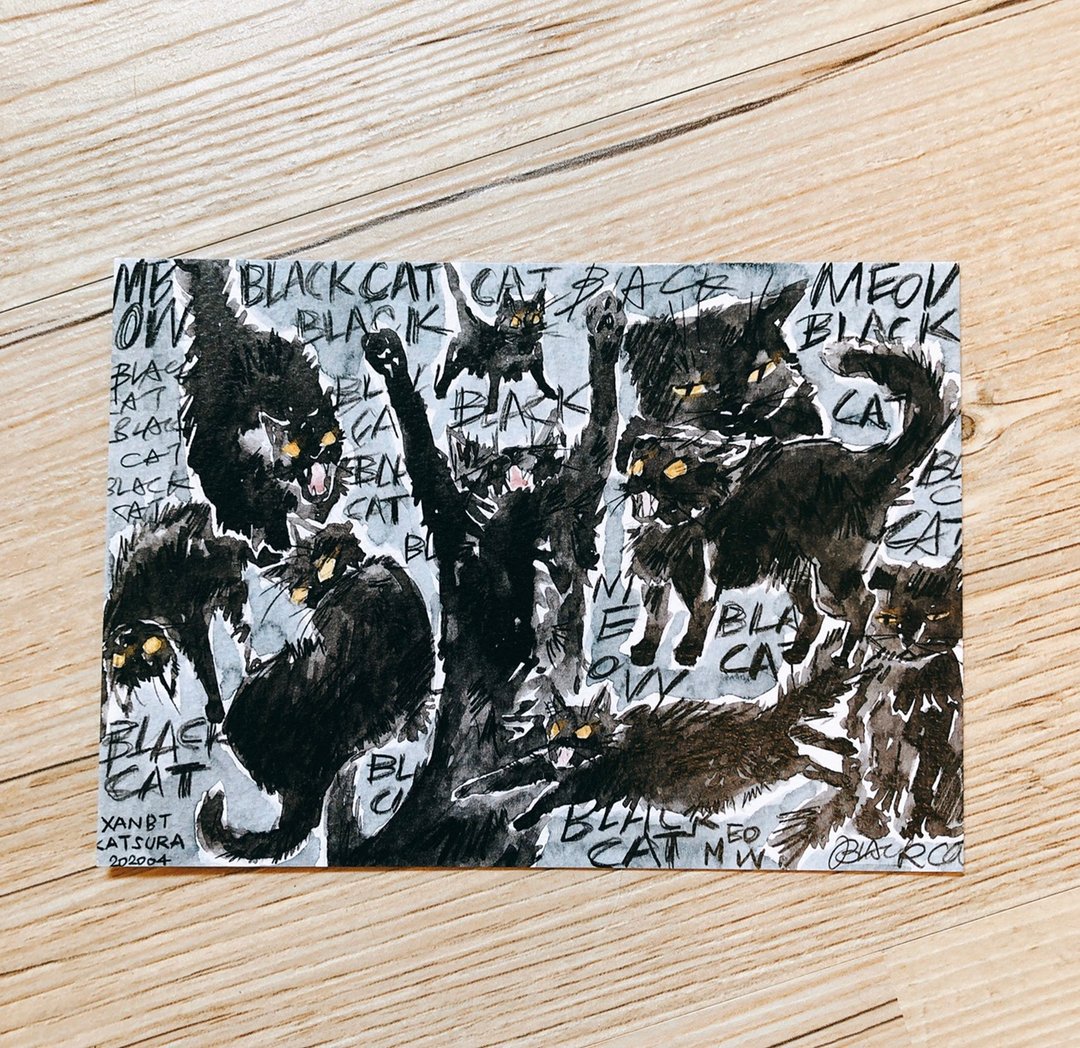 恶魔黑猫地狱盛典之撒旦再临 300磅水彩纸明信片/桂桑比比 - 卡片/明信片 - 其他材质 