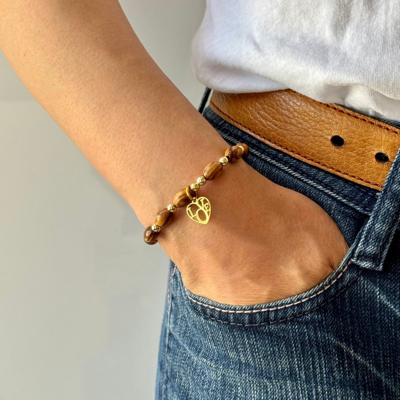 爱情手鍊 自然木质手鍊 客製化 82508a4 - 手链/手环 - 木头 多色