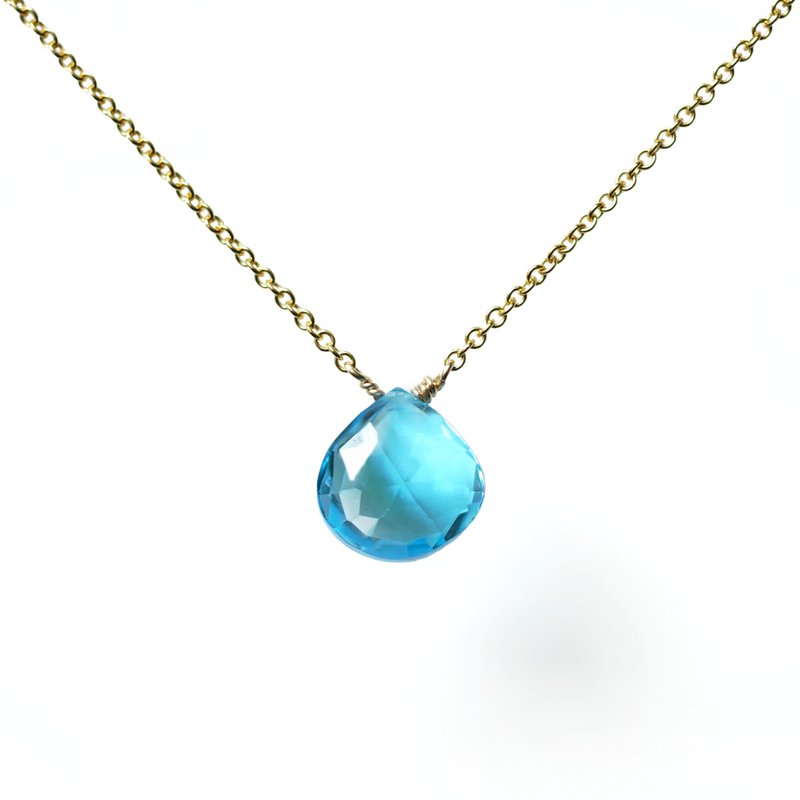 Fiorenza｜大颗顶级瑞士蓝托帕石栗子切割项链 - 项链 - 宝石 蓝色