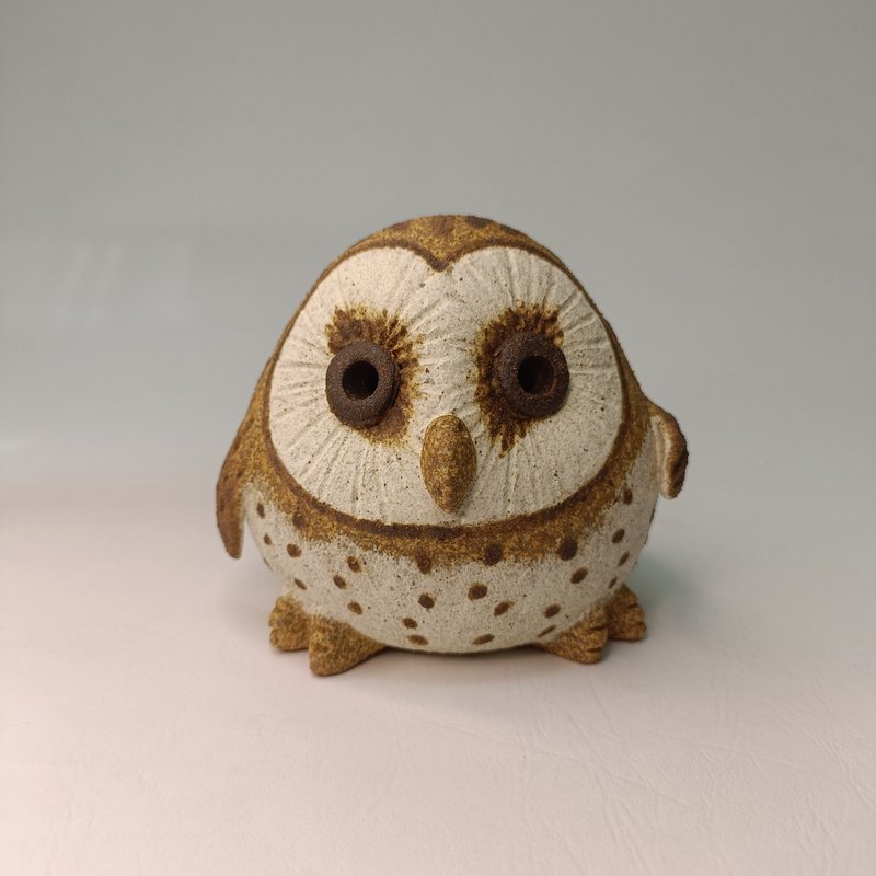 迷你Q版猫头鹰-东方草鸮/陶艺品/原创设计 - 摆饰 - 陶 