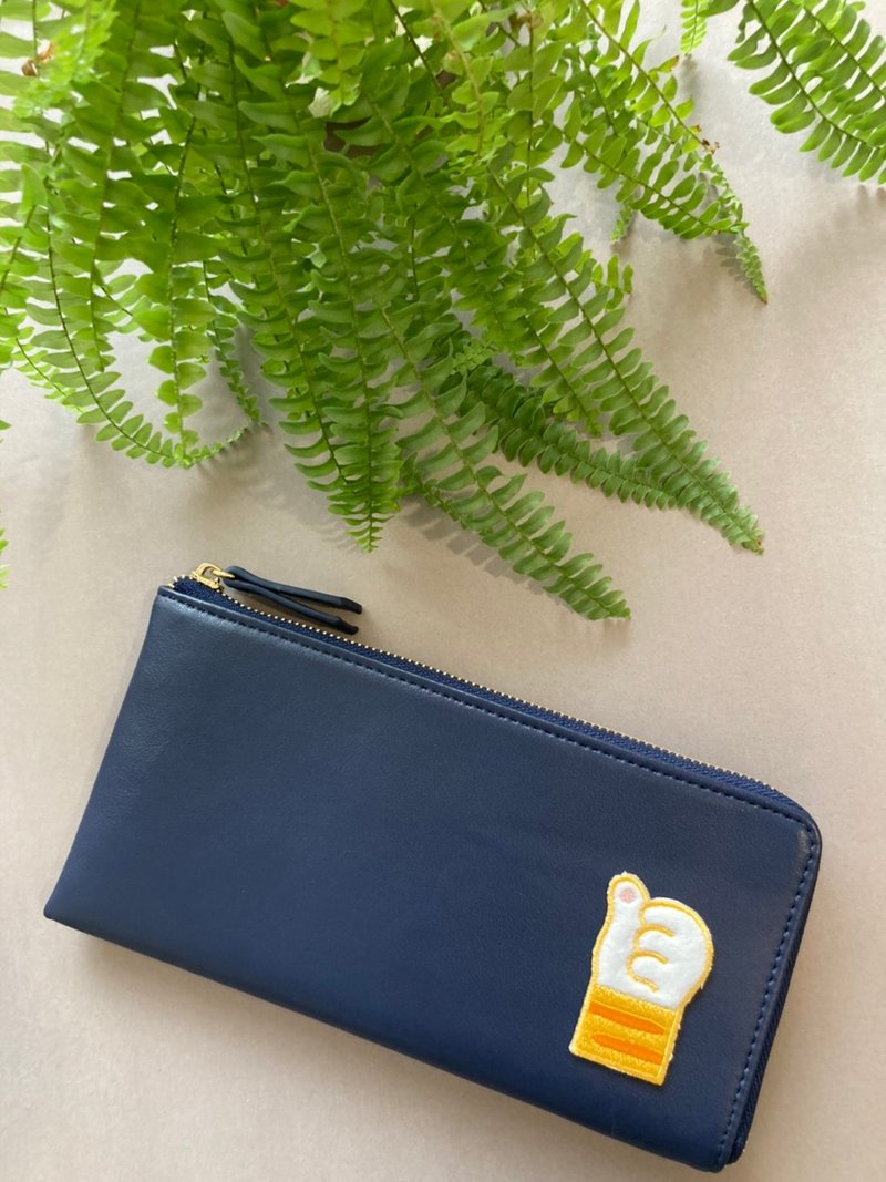 真皮 轻薄  L型 长夹 钱包 可放存折 护照 强大收纳 英文名字烫金 - 皮夹/钱包 - 真皮 