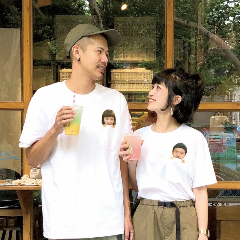 情人节 定制化礼物 口袋照片T-shirt - 中性连帽卫衣/T 恤 - 棉．麻 