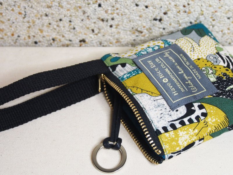 Have A Nice Day【随心带走】 提把钥匙零钱包-淘气石器恐龙 - 零钱包 - 棉．麻 绿色